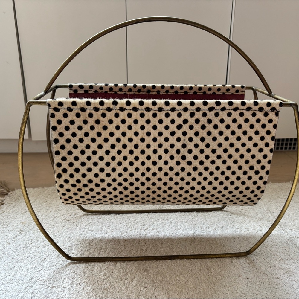 Anthropologie Polka Dot Cowhide Magazine Rack